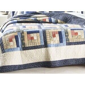 Martha Stewart Collection Artisan Hand Crafted Log Cabin KING Quilt ,$600